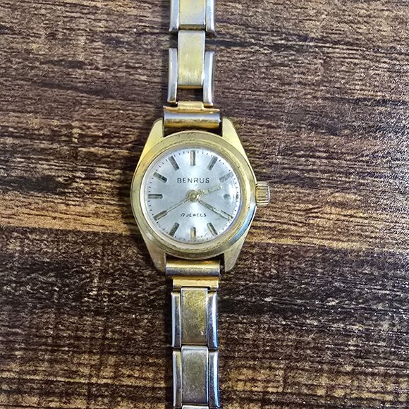 Benrus WORKING 17 Jewels Gold & Stainless Steel Women's Watch - Winder READ - Picture 2 of 6